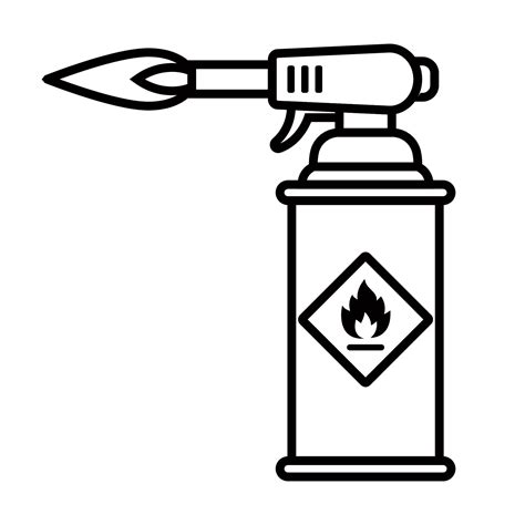 Linear Black Icon Of A Blowtorch With A Flame For Iron Welding Flat Vector Illustration