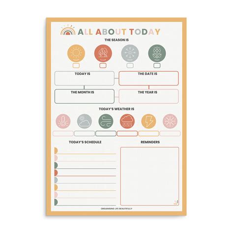 All About Today Visual Activity Board Learn Seasons Weather Months