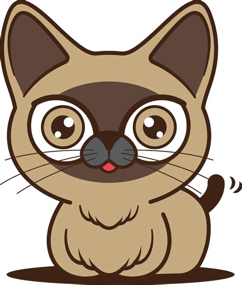 Cartoon Cute Siamese Cat Waving Tail Character Illustration 18732210 Png