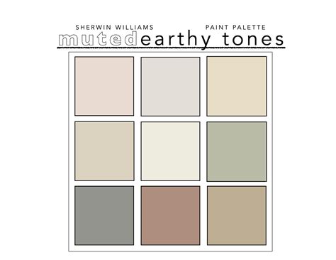 Muted Earthy Tones Paint Color Palette Etsy Canada