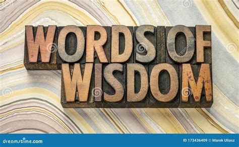 Words Of Wisdom Text In Wood Type Stock Image Image Of Education