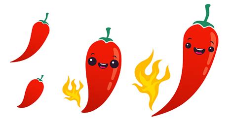 Kartun Cabai Merah Dengan Api Untuk Makanan Meksiko Atau Thailand