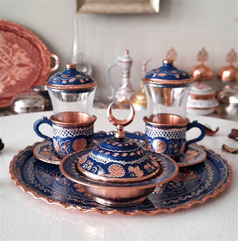 Turkish Tea Set Copper Copper Tea Cups Expresso Cups Etsy