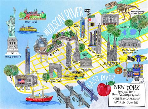 Map Of New York City With Landmarks US States Map