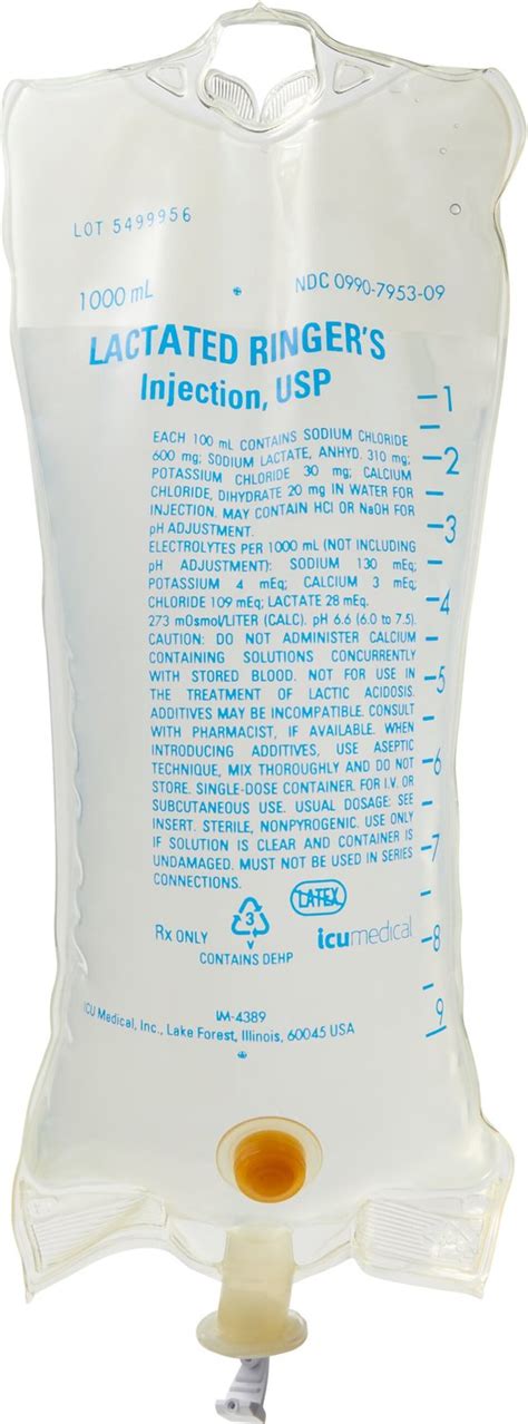 Icu Medical Lactated Ringers Electrolyte Injection Solution 1000 Ml