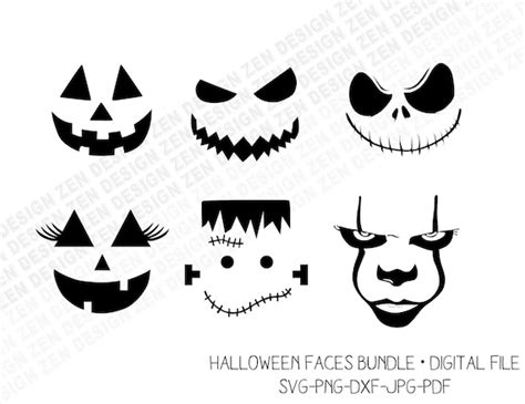 Halloween Bundle Svg Pumpkin Faces Svg Scary Faces Svg | Etsy