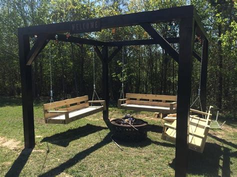 The fire pit swing set with all boards is now completed. DIY Fire Pit Swing Set | Home Design, Garden ...