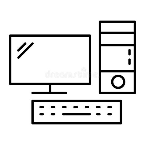 Desktop Computer Thin Line Icon Pc Vector Illustration Isolated On