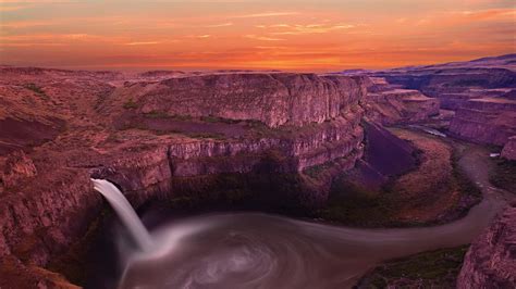 Wallpaper Landscape Waterfall Sunset Water Rock Nature
