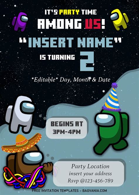 Free Among Us Birthday Invitation Templates For Word Free Printable