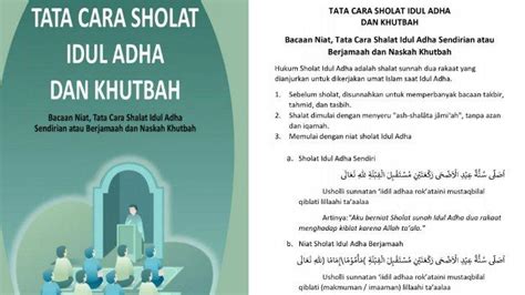 Niat Sholat Idul Adha Lengkap Tata Cara Salat Ied Mulai Bacaan Takbir