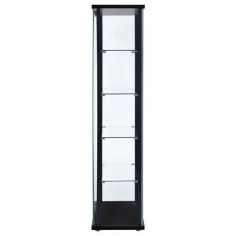 Coaster Delphinium 5 Shelf Glass Curio Cabinet Black And Clear 1