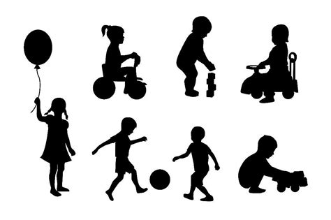 Silhouettes Of Children Playing Education Illustrations ~ Creative Market