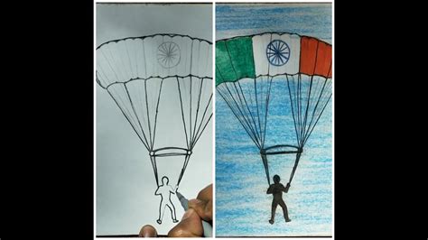 How To Draw Parachute Jumpingstep By Step Paracommando Drawing With