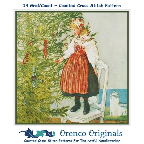 Christmas Tree Girl Counted Cross Stitch Pattern By Carl Larsson Michaels
