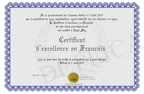 Certificat D Excellence En Francais