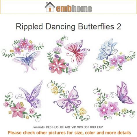 Rippled Dancing Butterflies Machine Embroidery Designs Pack Etsy In
