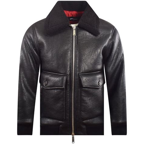 Dsquared2 Black Leather Bomber Jacket Men From Brother2brother Uk