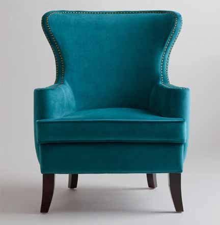 Teal Wingback Armchair - Retro Vintage Mid Century Teal Reupholstered G