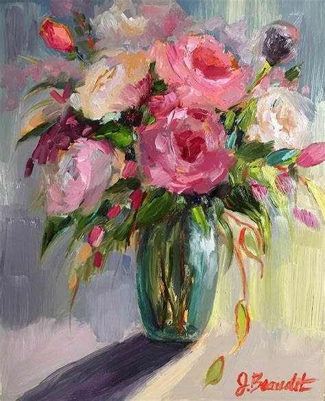 Print Of Oil Painting Impressionist Floral Flowers Roses Etsy Rose