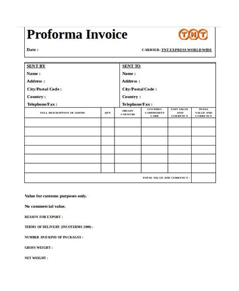 Proforma Invoice Template Word Invoice Template Word Invoice