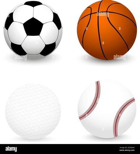 Sports Balls Set Football Basketball Baseball Golf Ball Stock
