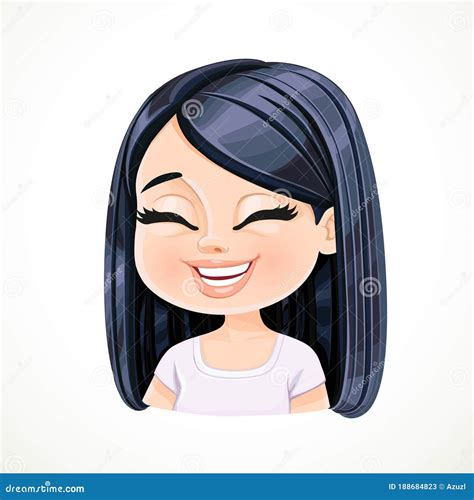 beautiful happy cartoon brunette girl portrait stock vector illustration of girl people