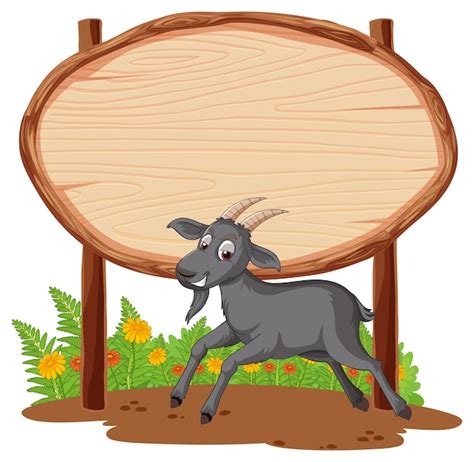 Premium Vector Blank Oval Wooden Signboard With Animal