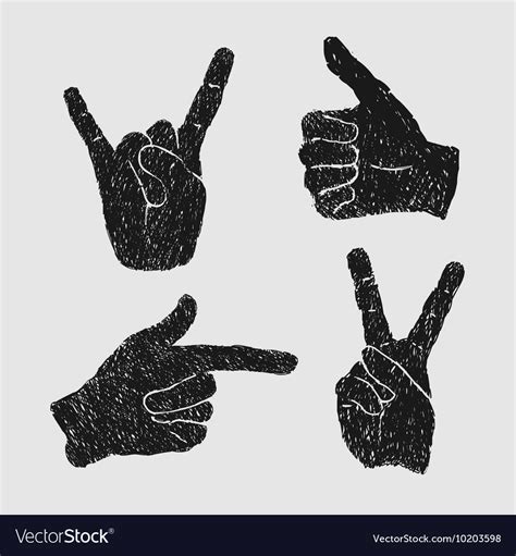 Set Hand Gesture Symbols Royalty Free Vector Image