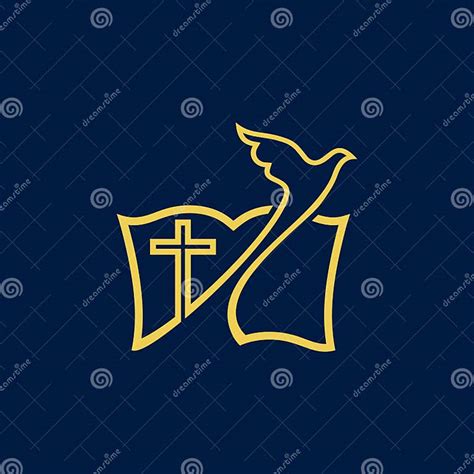 Logotipo Da Igreja Símbolos Cristãos Pombo Cruz E Bíblia Ilustração Do