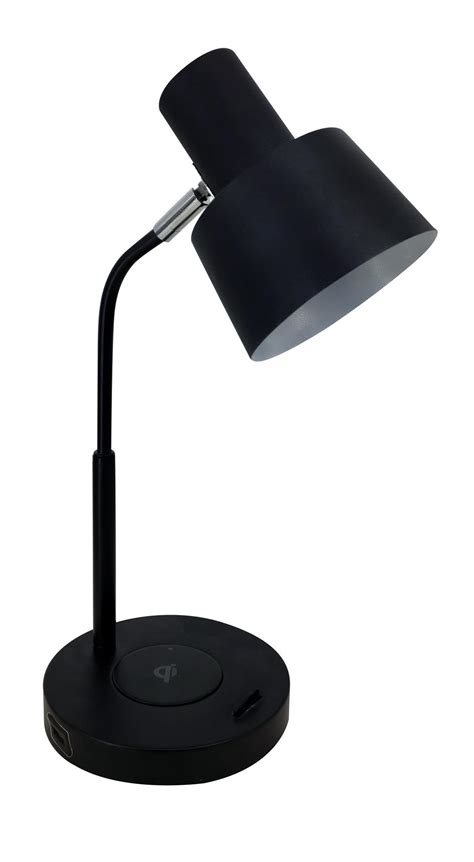 Split sort bordlampe med trådløs lader Lampe som lader mobilen trådløst
