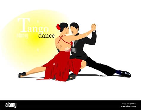couple dancing a tango vector colored 3d illustration stock vector