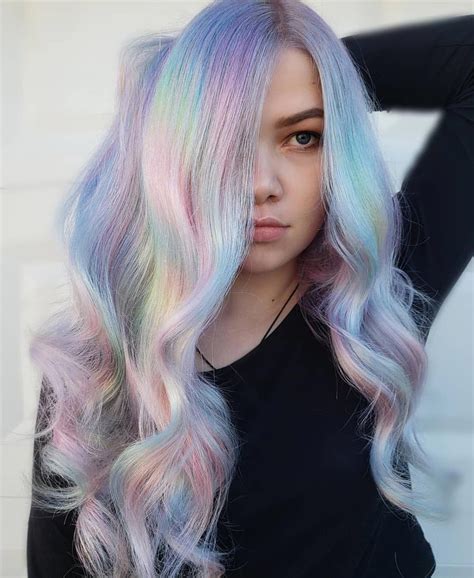 Pinterest 𝓑𝓵𝓾𝓮𝓲𝓼𝓱𝓢𝓸𝓯𝓲𝓮 Rainbow Hair Pastel Hair Opal Holographic Hair