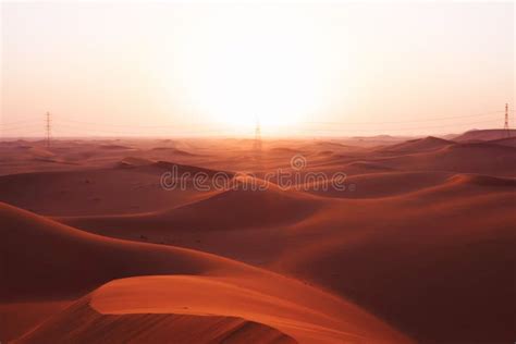 Sunrise On The Red Sand Dunes Of The Arabian Desert In Riyadh Saudi