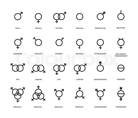 Gender Symbols Set Sexual Orientation Icons Male Female Transgender Gay Lesbian Bisexual