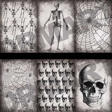 Creepy Digital Papers Horror Macabre Halloween Printable Set Etsy
