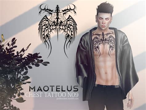 The Sims Resource Maotelus Chest Tattoo N09 By Pralinesims • Sims 4