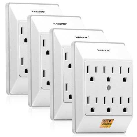 Kasonic Multi Plug Outlet 4 Pack Wall Mount Power Strip With 6 Outlet