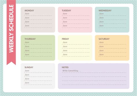 Word Of Simple Colorful Weekly Scheduledocx Wps Free Templates
