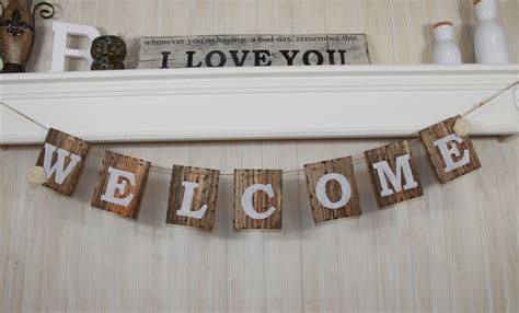 Rustic Welcome Wooden Banner Banner Rustic Etsy