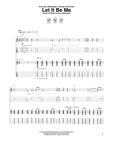 Download Let It Be Me Sheet Music By Ray Lamontagne Sheet Music Plus