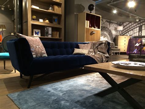 Roche Bobois Blue Velvet Sofa Interior Design Living Room Living