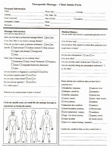 Massage Intake Form Template In 2020 With Images Massage Therapy Business Massage Therapy