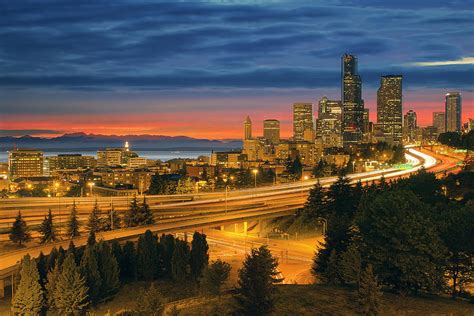 Seattle Cityscape After Sunset Photograph By Jit Lim Fine Art America