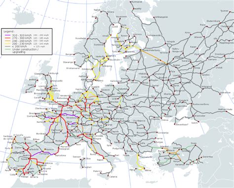 High Speed Railroad Map of Europe - Rail transport in Europe - Wikipedia | Rail europe, Europe ...