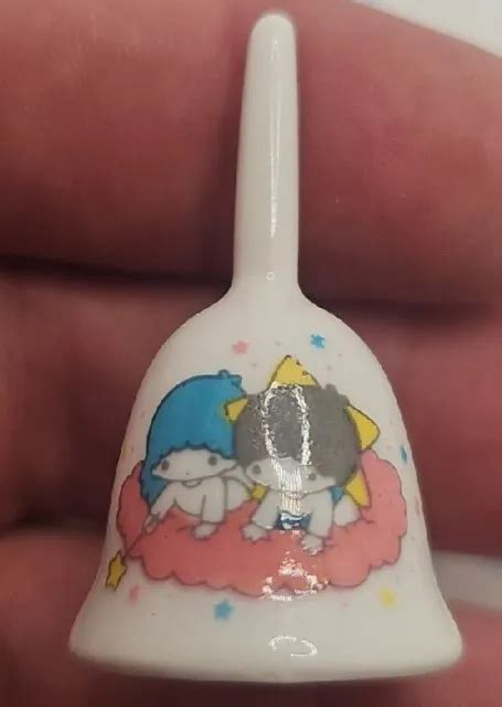 Vtg Sanrio Little Twin Stars Bell Mini Mascot Bone China 1976 Japan 35