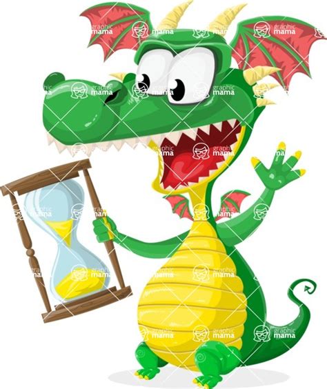 Cute Dragon Cartoon Vector Character Aka Spiky Time Is Running Out