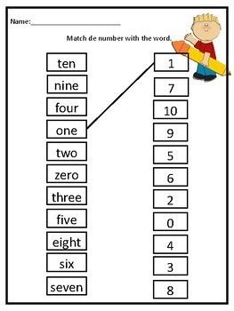 number word match    kindergarten ngn resources tpt