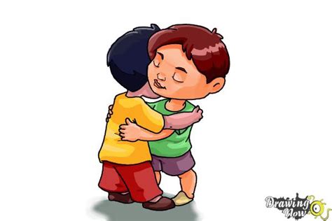 How To Draw Two People Hugging DrawingNow