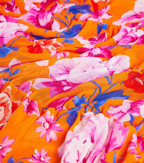 womens magda butrym orange floral ruched midi dress harrods uk